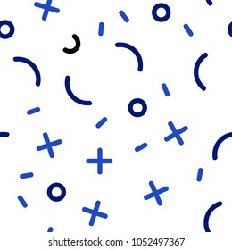 Light BLUE vector seamless cover with abstract shapes. Colorful seamless gradient with lines and signs of maths. Pattern for design of window blinds, curtains.