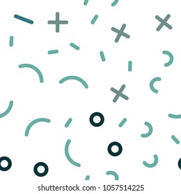 Light BLUE vector seamless cover with abstract shapes. Colorful seamless gradient with lines and signs of maths. Pattern for design of fabric, wallpapers.