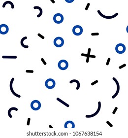 Light BLUE vector seamless cover with abstract shapes. Decorative abstract design of repeating lines, circles. Trendy design for wallpaper, fabric makers.