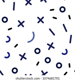 Light BLUE vector seamless cover with abstract shapes. Colorful seamless gradient with lines and signs of maths. Pattern for design of fabric, wallpapers.