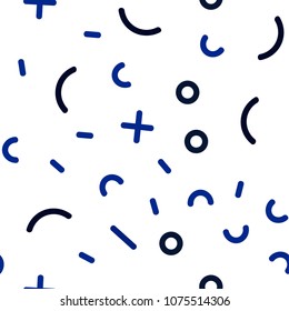 Light BLUE vector seamless cover with abstract shapes. Colorful seamless gradient with lines and signs of maths. Pattern for trendy fabric, wallpapers.