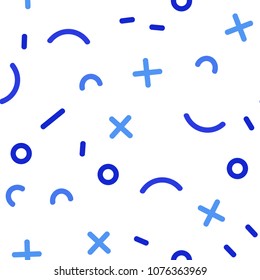 Light BLUE vector seamless cover with abstract shapes. Colorful seamless gradient with lines and signs of maths. Trendy design for wallpaper, fabric makers.