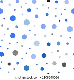 Light BLUE vector seamless cover with set of hexagons. Colorful hexagons on white backdrop. Pattern for ads, leaflets.