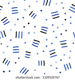 Light BLUE vector seamless cover with abstract shapes. Colorful seamless gradient with lines and signs of maths. Pattern for design of fabric, wallpapers.