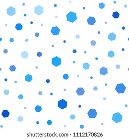 Light BLUE vector seamless cover with set of hexagons. Abstract illustration with colorful hexagons. New template for your brand book.