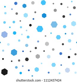 Light BLUE vector seamless cover with set of hexagons. Abstract illustration with colorful hexagons. Pattern can be used for landing pages.