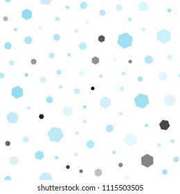 Light BLUE vector seamless cover with set of hexagons. Abstract illustration with colorful hexagons. Pattern can be used for landing pages.