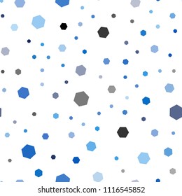 Light BLUE vector seamless cover with set of hexagons. Abstract illustration with colorful hexagons. Pattern for ads, leaflets.