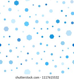 Light BLUE vector seamless cover with set of hexagons. Illustration of colored hexagons on white surface. Pattern for ads, leaflets.