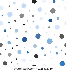 Light BLUE vector seamless cover with set of hexagons. Design in abstract style with hexagons. Pattern for ads, leaflets.