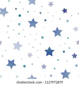 Light BLUE vector seamless cover with small and big stars. Shining colored illustration with stars. The pattern can be used for wrapping gifts.
