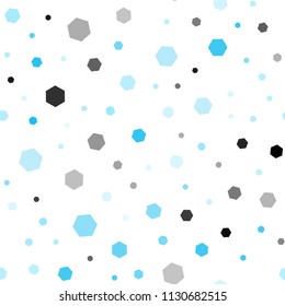 Light BLUE vector seamless cover with set of hexagons. White background with colorful hexagons. Beautiful design for your business advert.
