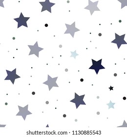 Light BLUE vector seamless cover with small and big stars. Shining colored illustration with stars. Smart design for your business advert.