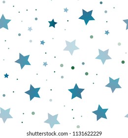 Light BLUE vector seamless cover with small and big stars. Shining colored illustration with stars. The pattern can be used for wrapping gifts.