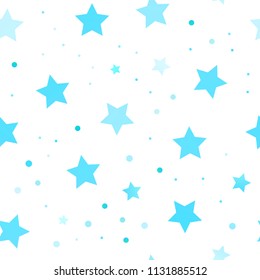 Light BLUE vector seamless cover with small and big stars. Stars on blurred abstract background with gradient. Smart design for your business advert.