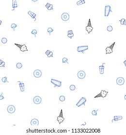 Light BLUE vector seamless cover with cuisine gourmet. Illustration with set of fresh food in doodle style. Pattern for menu of cafes, bars, restaurants.