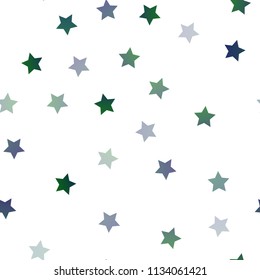 Light BLUE vector seamless cover with small and big stars. Modern geometrical abstract illustration with stars. Best design for your ad, poster, banner.