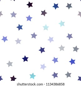 Light BLUE vector seamless cover with small and big stars. Decorative shining illustration with stars on abstract template. The pattern can be used for wrapping gifts.