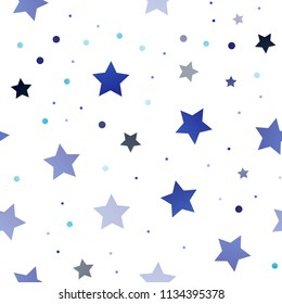 Light BLUE vector seamless cover with small and big stars. Blurred decorative design in simple style with stars. The pattern can be used for new year ad, booklets.