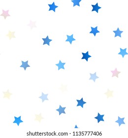 Light BLUE vector seamless cover with small and big stars. Blurred decorative design in simple style with stars. The pattern can be used for websites.