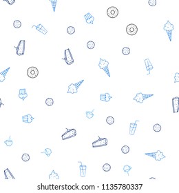 Light BLUE vector seamless cover with cuisine gourmet. Glitter abstract sketch with gourmet food. Design for ad, poster, banner of cafes or restaurants.