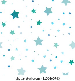 Light BLUE vector seamless cover with small and big stars. Shining colored illustration with stars. The template can be used as a background.
