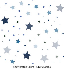 Light BLUE vector seamless cover with small and big stars. Modern geometrical abstract illustration with stars. Best design for your ad, poster, banner.