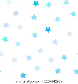 Light BLUE vector seamless cover with small and big stars. Glitter abstract illustration with colored stars. The pattern can be used for websites.