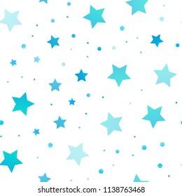 Light BLUE vector seamless cover with small and big stars. Decorative shining illustration with stars on abstract template. The pattern can be used for wrapping gifts.