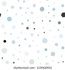 Light BLUE vector seamless cover with set of hexagons. White background with colorful hexagons. New design for website's poster, banner.