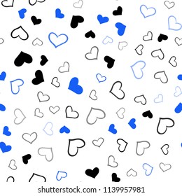 Light BLUE vector seamless cover with Shining hearts. Beautiful colored illustration with hearts in celebration style. Pattern can be used for valentine's ad, booklets.