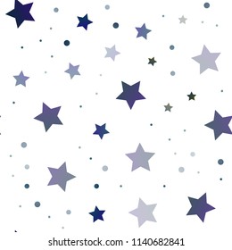 Light BLUE vector seamless cover with small and big stars. Blurred decorative design in simple style with stars. The pattern can be used for wrapping gifts.
