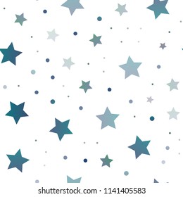 Light BLUE vector seamless cover with small and big stars. Modern geometrical abstract illustration with stars. The pattern can be used for websites.