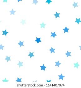 Light BLUE vector seamless cover with small and big stars. Decorative shining illustration with stars on abstract template. The pattern can be used for wrapping gifts.