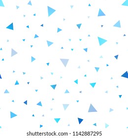Light BLUE vector seamless cover in polygonal style. Glitter abstract illustration with triangular shapes. The template can be used as a background.