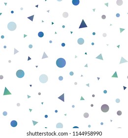 Light BLUE vector seamless cover in polygonal style with circles. Circles, lines on abstract background with colorful gradient. Trendy design for wallpaper, fabric makers.