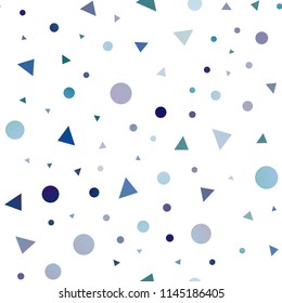 Light BLUE vector seamless cover in polygonal style with circles. Illustration with set of colorful circles, triangles. Template for business cards, websites.