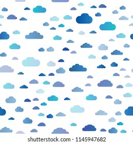 Light BLUE vector seamless cover with clouds. Illustration with abstract gradient clouds. Pattern for trendy fabric, wallpapers.