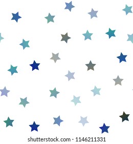 Light BLUE vector seamless cover with small and big stars. Blurred decorative design in simple style with stars. The pattern can be used for wrapping gifts.