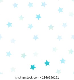 Light BLUE vector seamless cover with small and big stars. Blurred decorative design in simple style with stars. The template can be used as a background.