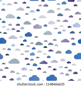 Light BLUE vector seamless cover with clouds. Colorful illustration consisted of abstract clouds. Pattern for design of window blinds, curtains.