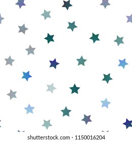 Light BLUE vector seamless cover with small and big stars. Stars on blurred abstract background with gradient. The pattern can be used for new year ad, booklets.