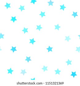Light BLUE vector seamless cover with small and big stars. Decorative shining illustration with stars on abstract template. Smart design for your business advert.