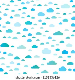 Light BLUE vector seamless cover with clouds. Illustration in abstract style with colorful clouds. Pattern for design of fabric, wallpapers.