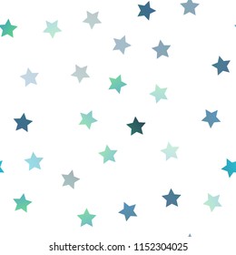 Light BLUE vector seamless cover with small and big stars. Decorative shining illustration with stars on abstract template. The pattern can be used for wrapping gifts.