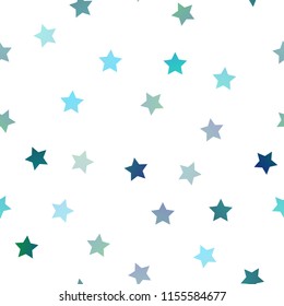 Light BLUE vector seamless cover with small and big stars. Glitter abstract illustration with colored stars. The template can be used as a background.