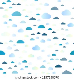 Light BLUE vector seamless cover with clouds. Colorful illustration consisted of abstract clouds. Template for business cards, websites.