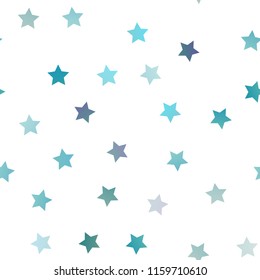 Light BLUE vector seamless cover with small and big stars. Decorative shining illustration with stars on abstract template. The template can be used as a background.