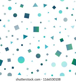 Light BLUE vector seamless cover in polygonal style with circles. Glitter abstract illustration with spheres, squares, lines. Trendy design for wallpaper, fabric makers.