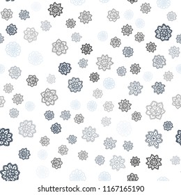 Light BLUE vector seamless cover with beautiful snowflakes. Snow on blurred abstract background with gradient. Trendy design for wallpaper, fabric makers.